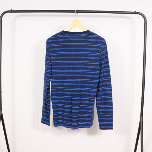 *American Eagle Mens Blue Striped Long Sleeve Shirt - Picture 3 of 3